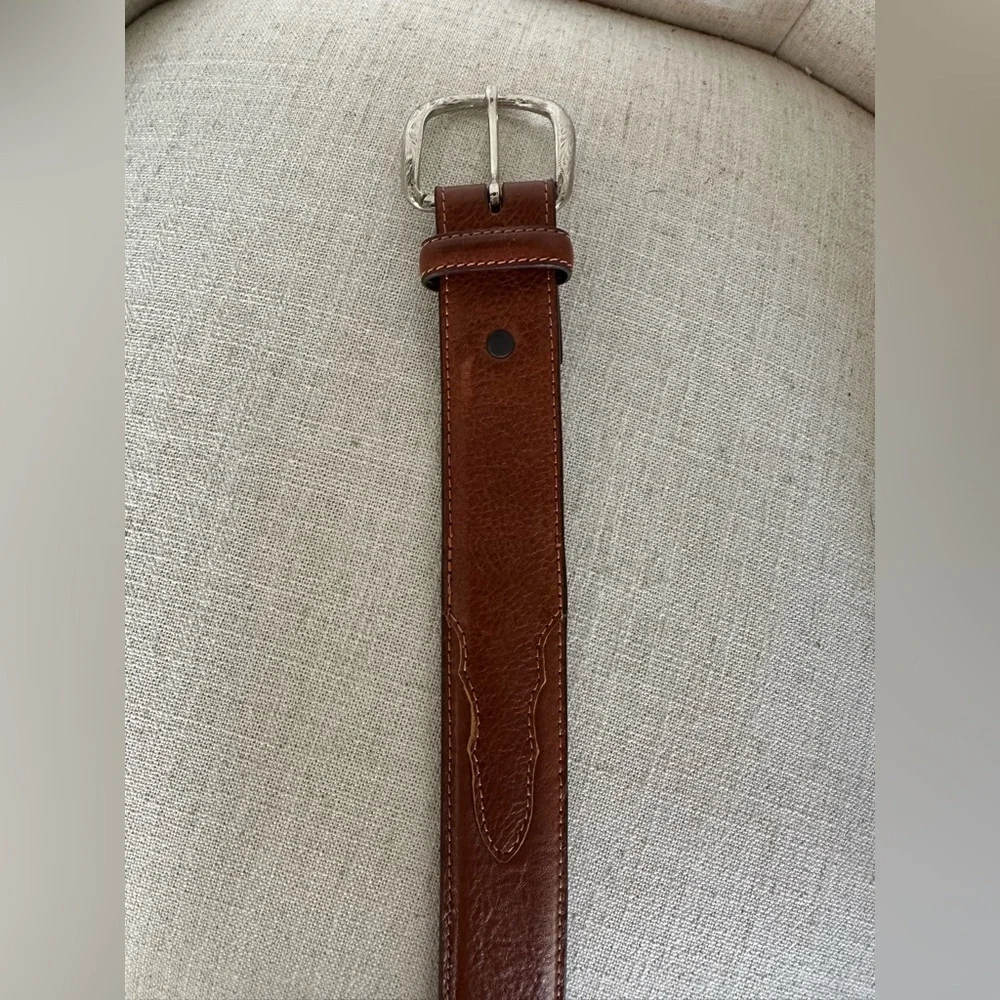 Ranger Belt Company Brown Leather Men’s 34 Engraved Rancher Farmer Rodeo Cowboy